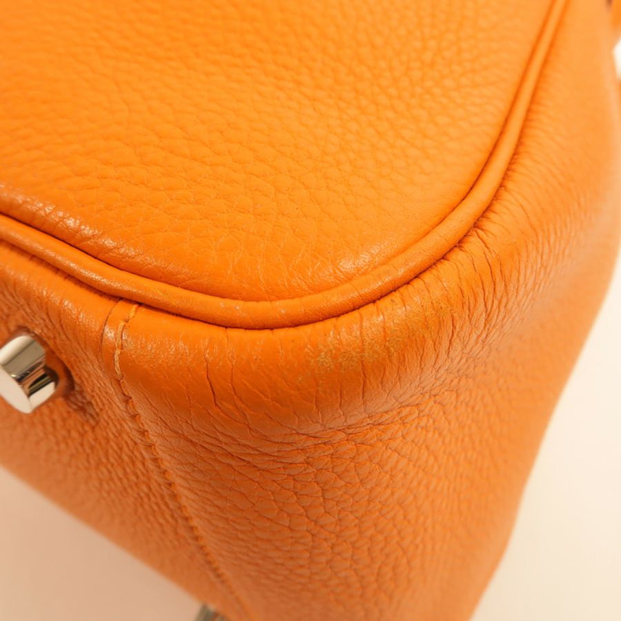 HERMES Clemence皮革Lindy 30手挽肩背兩用袋Orange-11