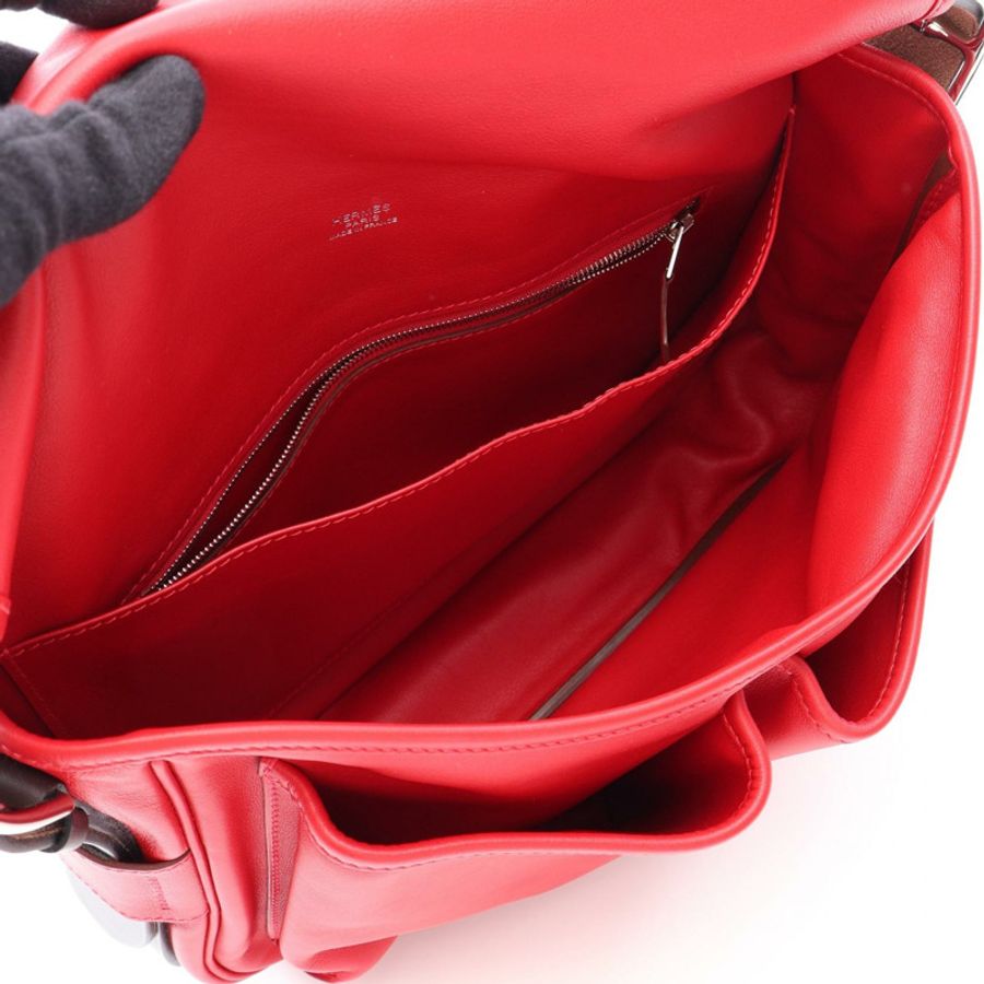 愛馬仕 Barda 30 肩挎包,Vache Hunter 皮革,Rouge Ebene 二手-2