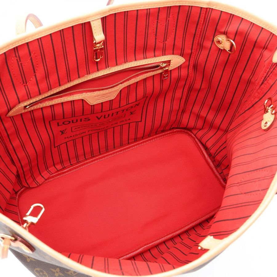 路易威登 Neverfull Inside Out MM 單肩手提包 M12096 Monogram 紅色 二手-2