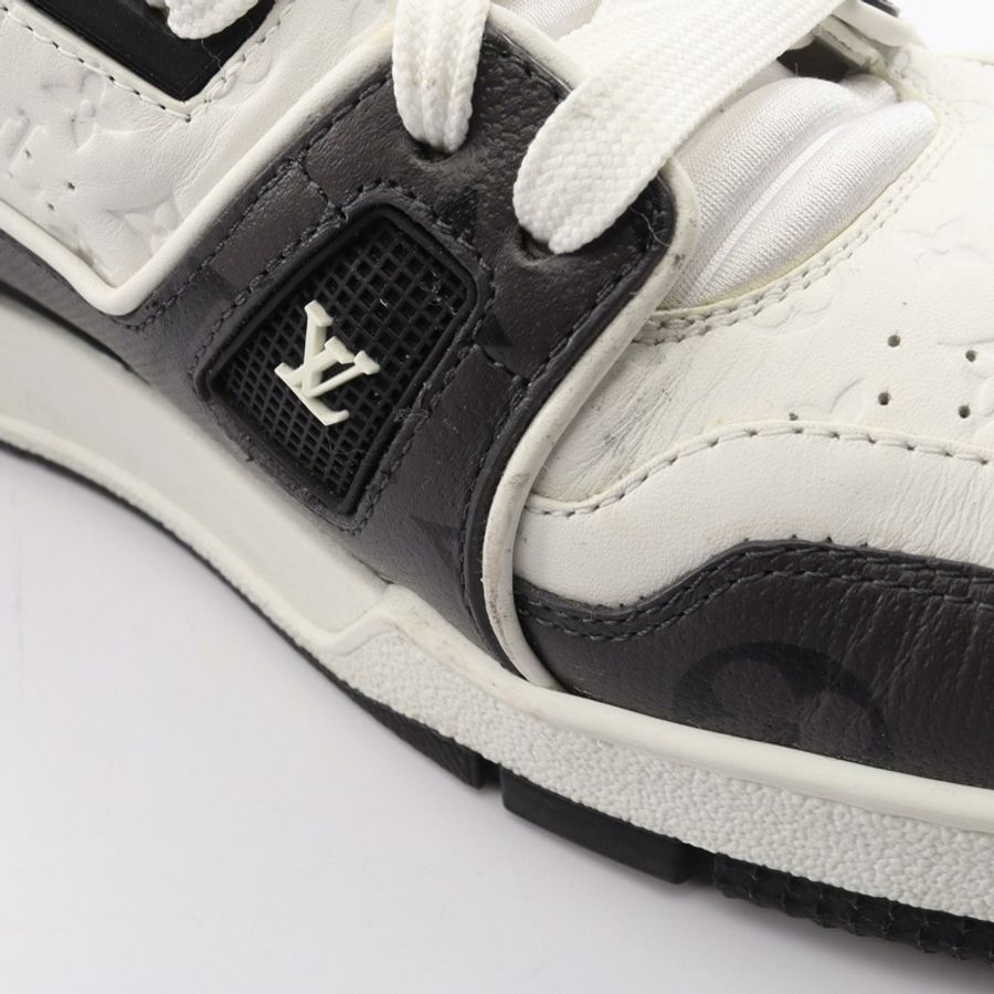 路易威登 LV Trainer 系列 Monogram 運動鞋,黑色/白色,二手男款 #7-9