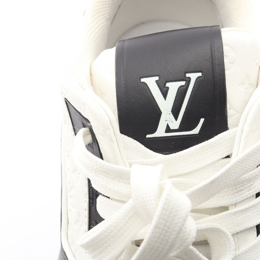 路易威登 LV Trainer 系列 Monogram 運動鞋,黑色/白色,二手男款 #7-14