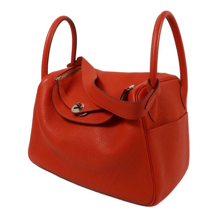 HERMES Clemence皮革Lindy 30手挽肩背兩用袋Rouge Tomato-2