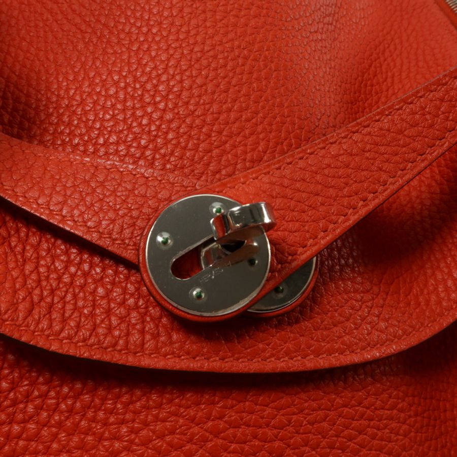 HERMES Clemence皮革Lindy 30手挽肩背兩用袋Rouge Tomato-7