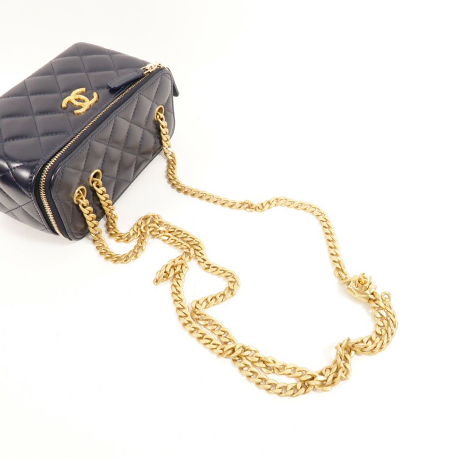 CHANEL 羊皮皮革Vanity Case鏈帶肩背袋-5
