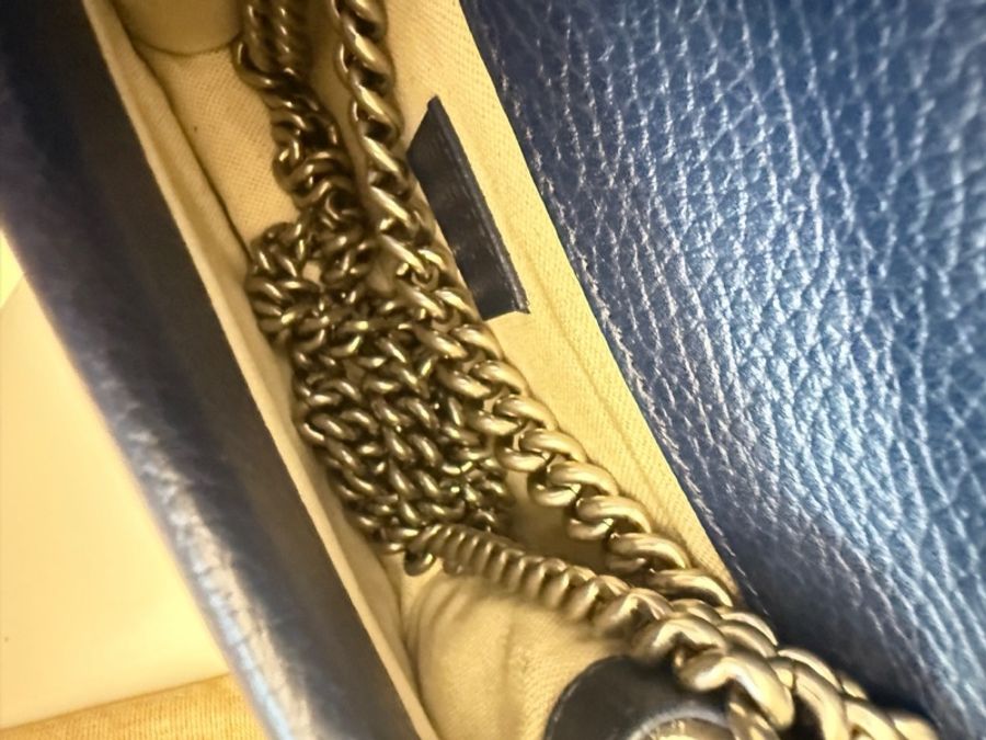 Gucci古馳 深海藍 牛皮 小號 鑽扣-7