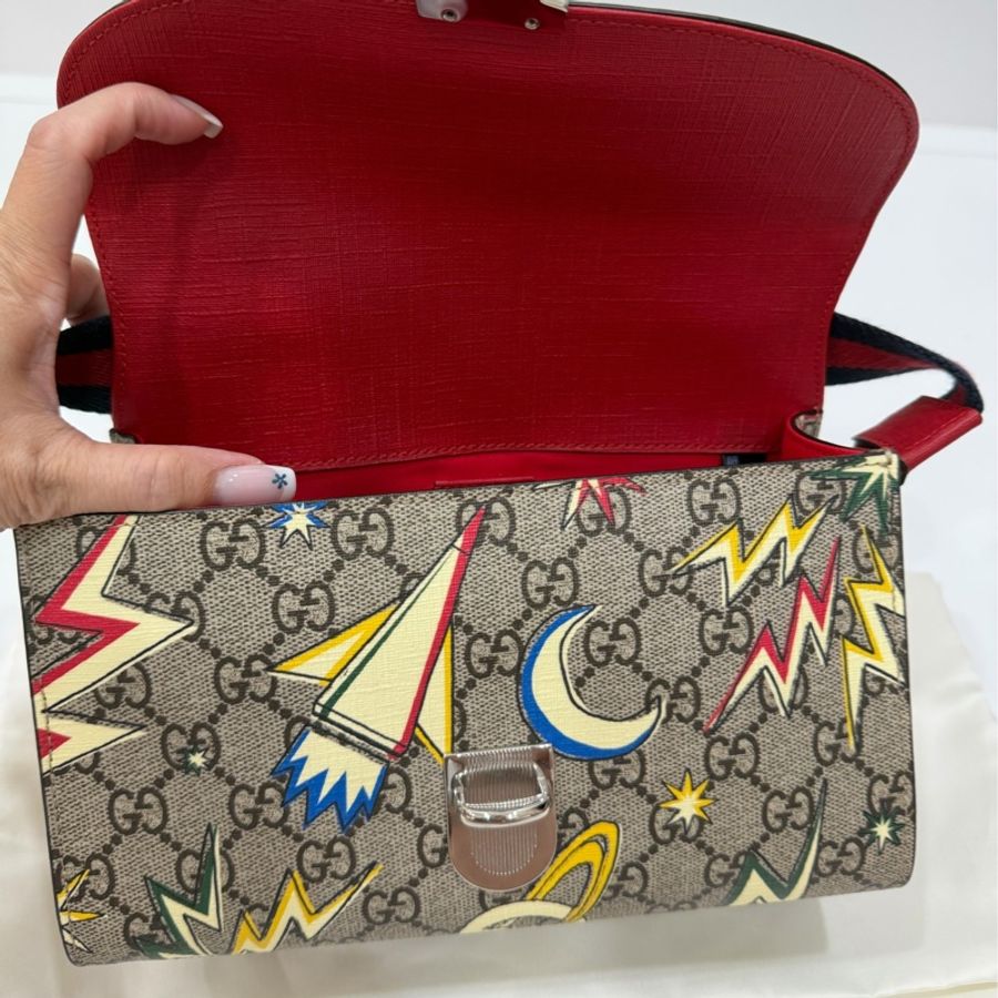 《仙闆名牌精品》Gucci New Supreme Canvas 帆布 彩色宇宙 星空圖案 手提包 肩背包 斜背包-20