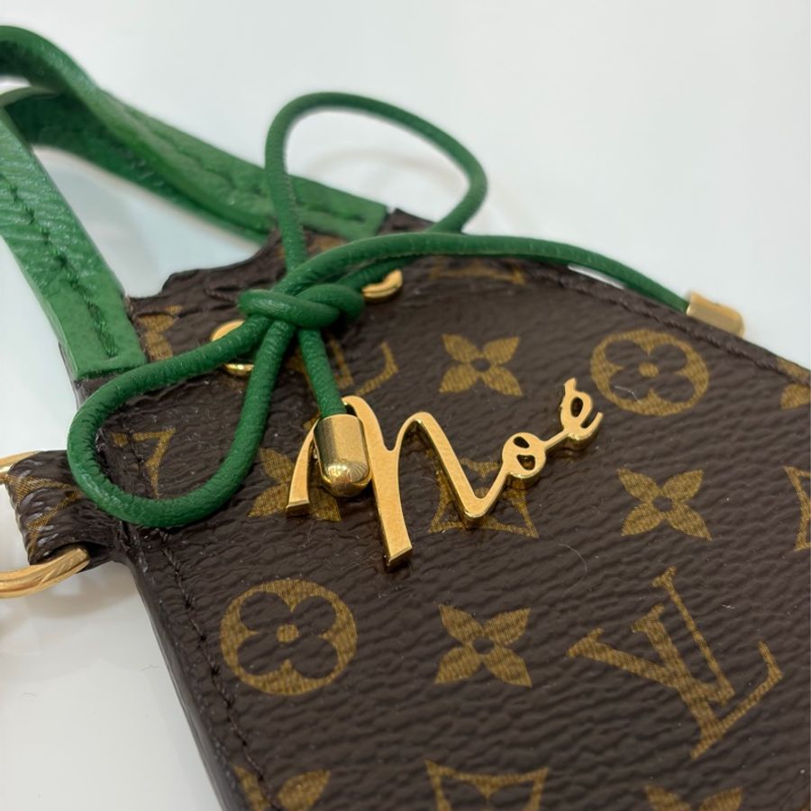 LV 限量 全皮 牛皮 綠 黃 老花 原花 字紋 金屬 NOE 鑰匙圈 吊飾 掛飾 key chain-1