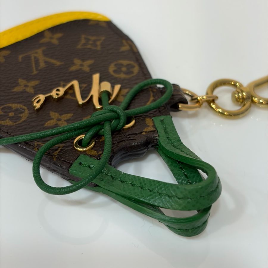 LV 限量 全皮 牛皮 綠 黃 老花 原花 字紋 金屬 NOE 鑰匙圈 吊飾 掛飾 key chain-2