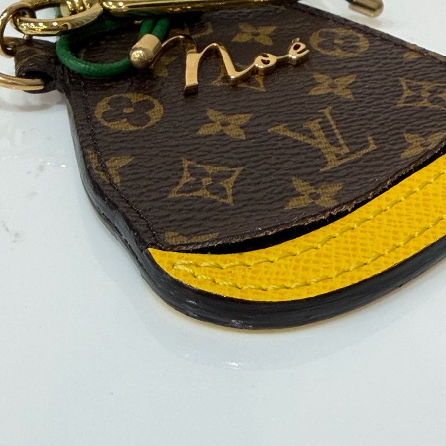 LV 限量 全皮 牛皮 綠 黃 老花 原花 字紋 金屬 NOE 鑰匙圈 吊飾 掛飾 key chain-5