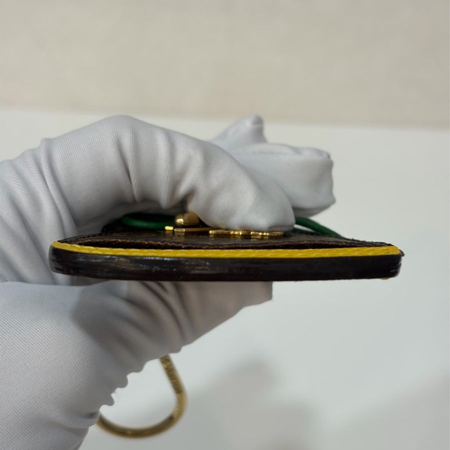 LV 限量 全皮 牛皮 綠 黃 老花 原花 字紋 金屬 NOE 鑰匙圈 吊飾 掛飾 key chain-9
