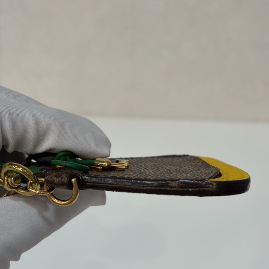 LV 限量 全皮 牛皮 綠 黃 老花 原花 字紋 金屬 NOE 鑰匙圈 吊飾 掛飾 key chain-11