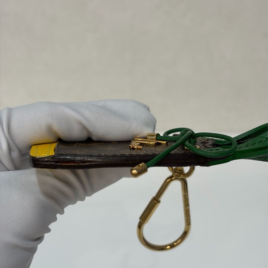 LV 限量 全皮 牛皮 綠 黃 老花 原花 字紋 金屬 NOE 鑰匙圈 吊飾 掛飾 key chain-12