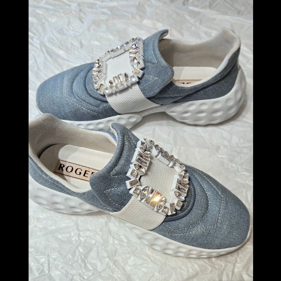 RV Roger Vivier Viv' Run Light 鑽扣牛仔運動鞋-4