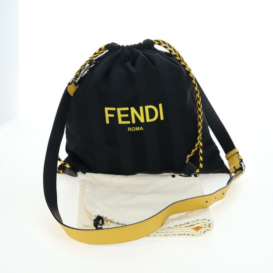【日本直送】FENDI Pecan Canvas Pak Peking 單肩包 尼龍 銀色 黑色 正品 196280M-11