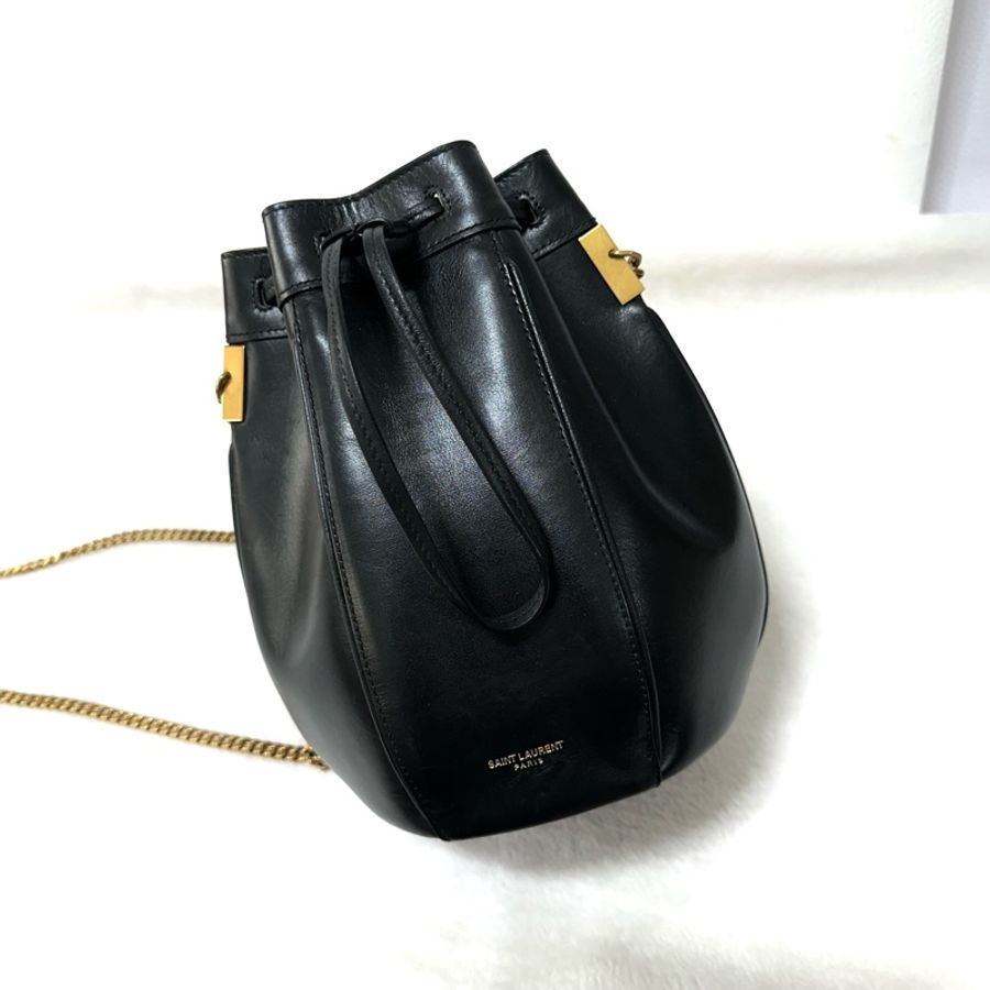 YSL 聖羅蘭 黑金 小水桶-17