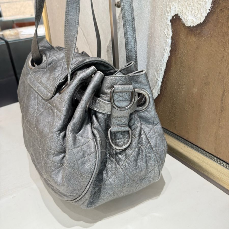 dior/迪奧 中古戴妃菱格元寶燒賣餃子包垃圾袋-4