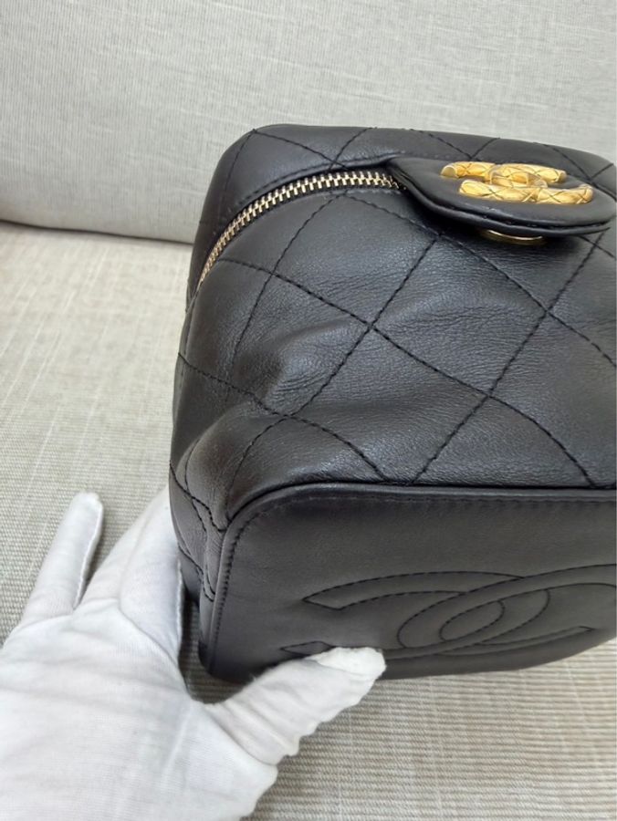Chanel香奈兒小金磚復古菱格盒子包 手提包 斜背包 黑金-11