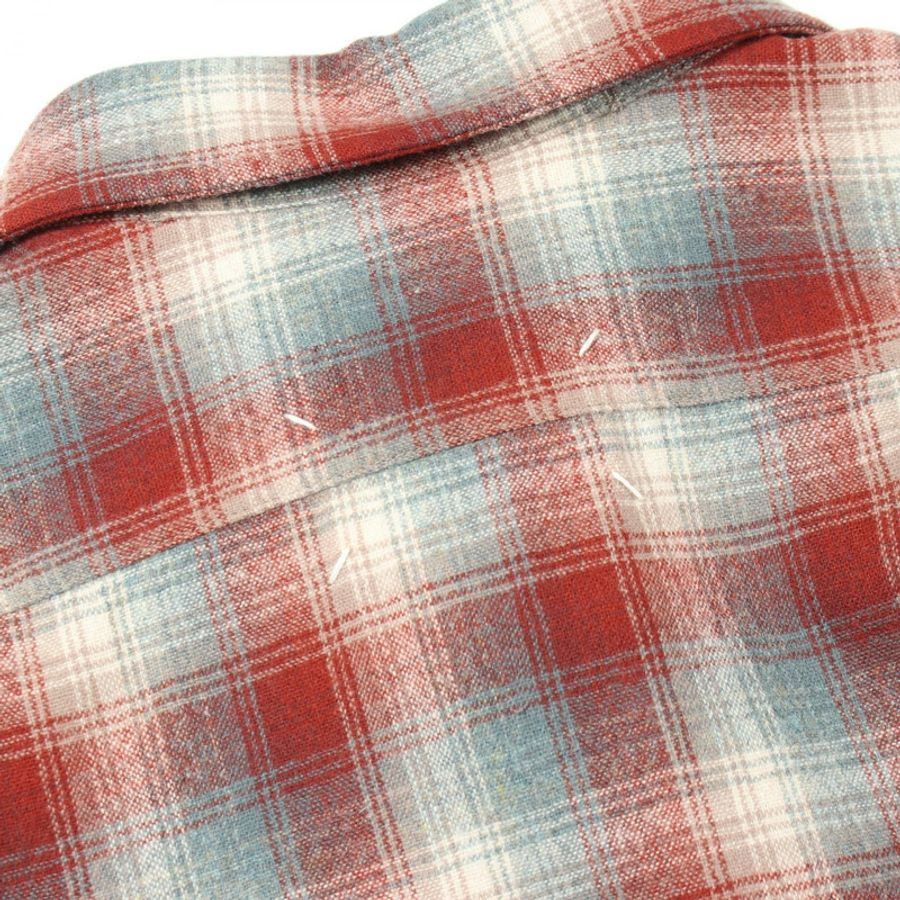 Maison Margiela Pendleton Oversized Check Shirt #38 羊毛波爾多藍二手男款-4