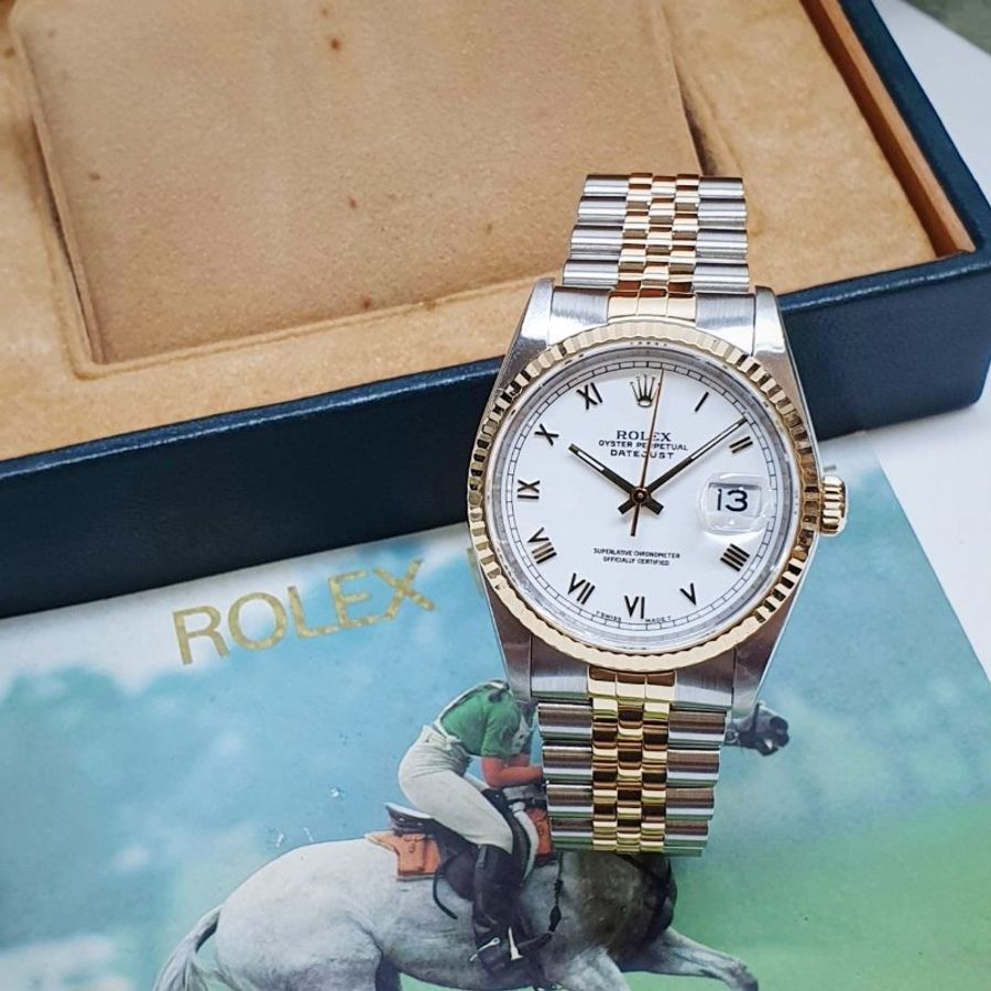 【大眾金時代】ROLEX勞力士 16233 Datejust 蠔式日誌 半金款 經典太陽圈 白瓷面盤 大眾金時代G395-2