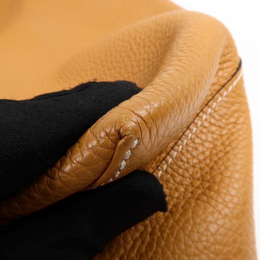 HERMES Clemence皮革Double Sens 35肩背袋Gold/Noir-14