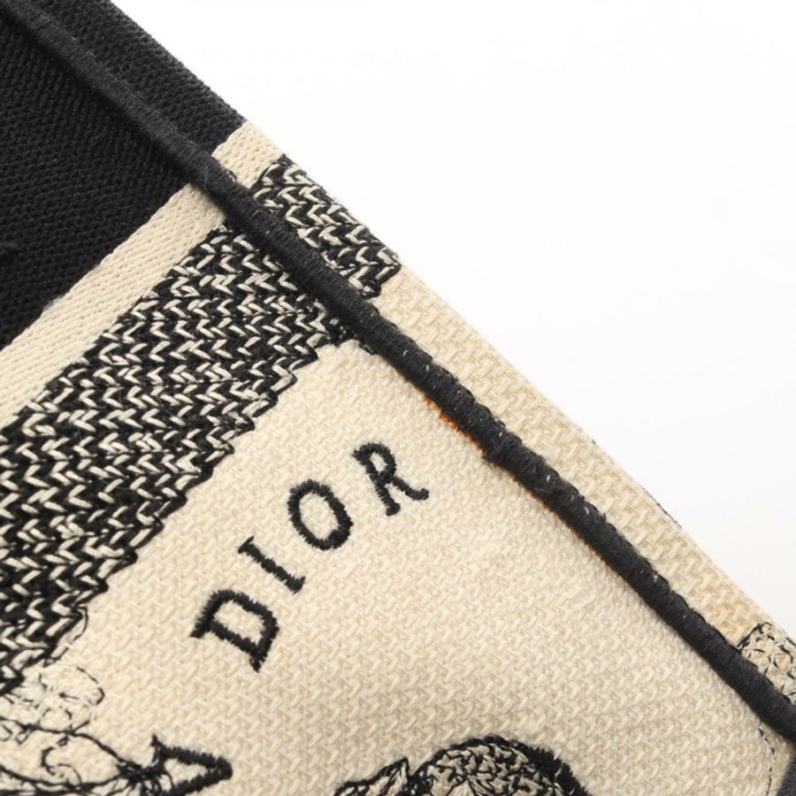 Christian Dior BOOK TOTE 中 Toile de Jouy 帆布手提包 米色 黑色 二手-10