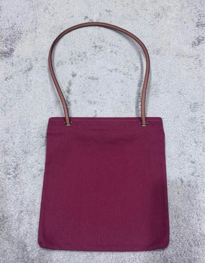 Hermes 愛馬仕 Aline酒紅色帆布包 馬伕包 馬術包 購物包-6