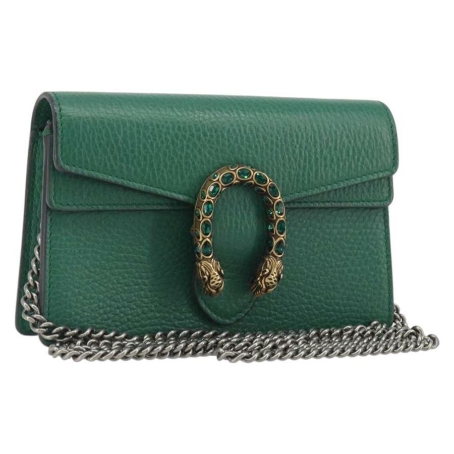 【日本直送】GUCCI Duonisos 單肩包 皮革 綠色 金色 476432 Auth mr2815-0