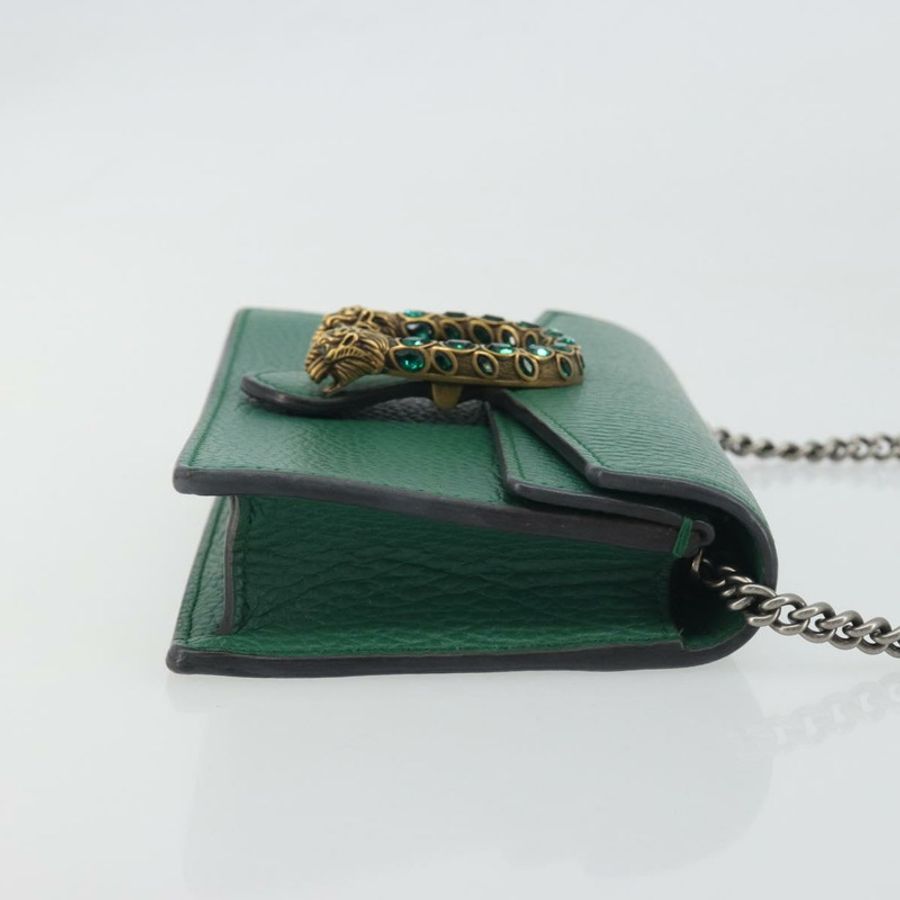 【日本直送】GUCCI Duonisos 單肩包 皮革 綠色 金色 476432 Auth mr2815-2