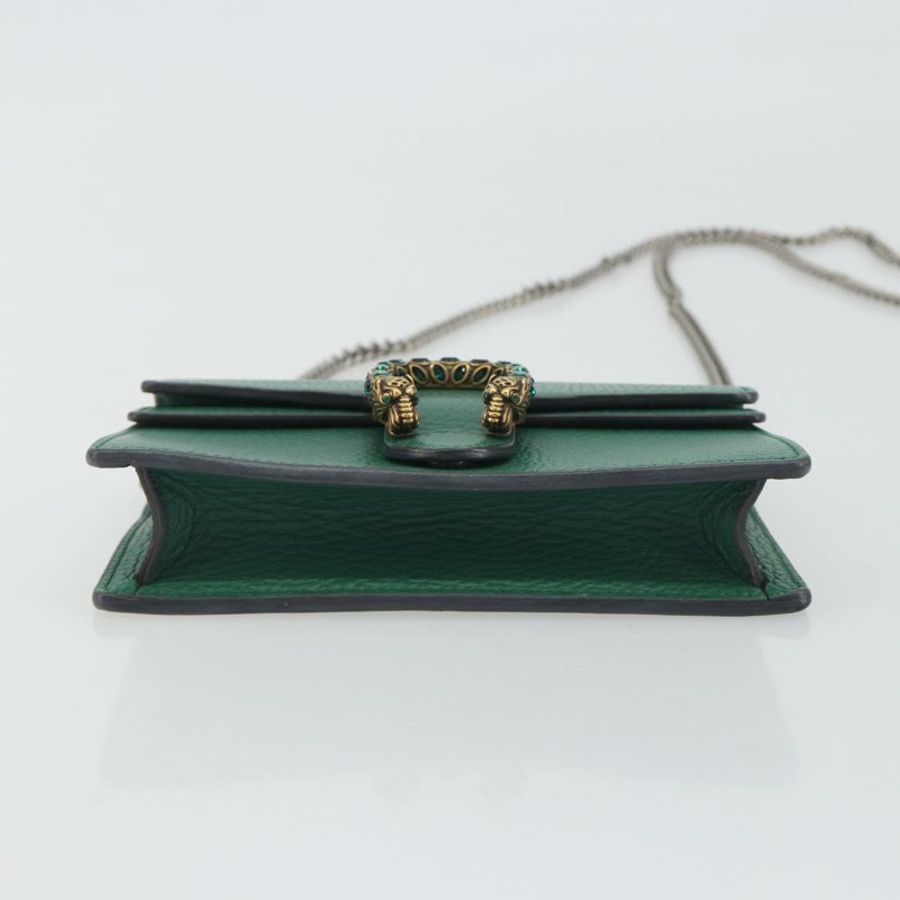 【日本直送】GUCCI Duonisos 單肩包 皮革 綠色 金色 476432 Auth mr2815-4