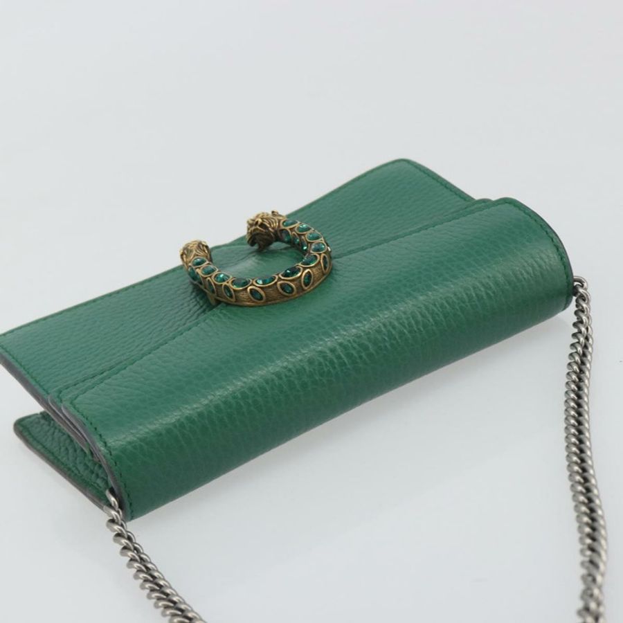 【日本直送】GUCCI Duonisos 單肩包 皮革 綠色 金色 476432 Auth mr2815-5