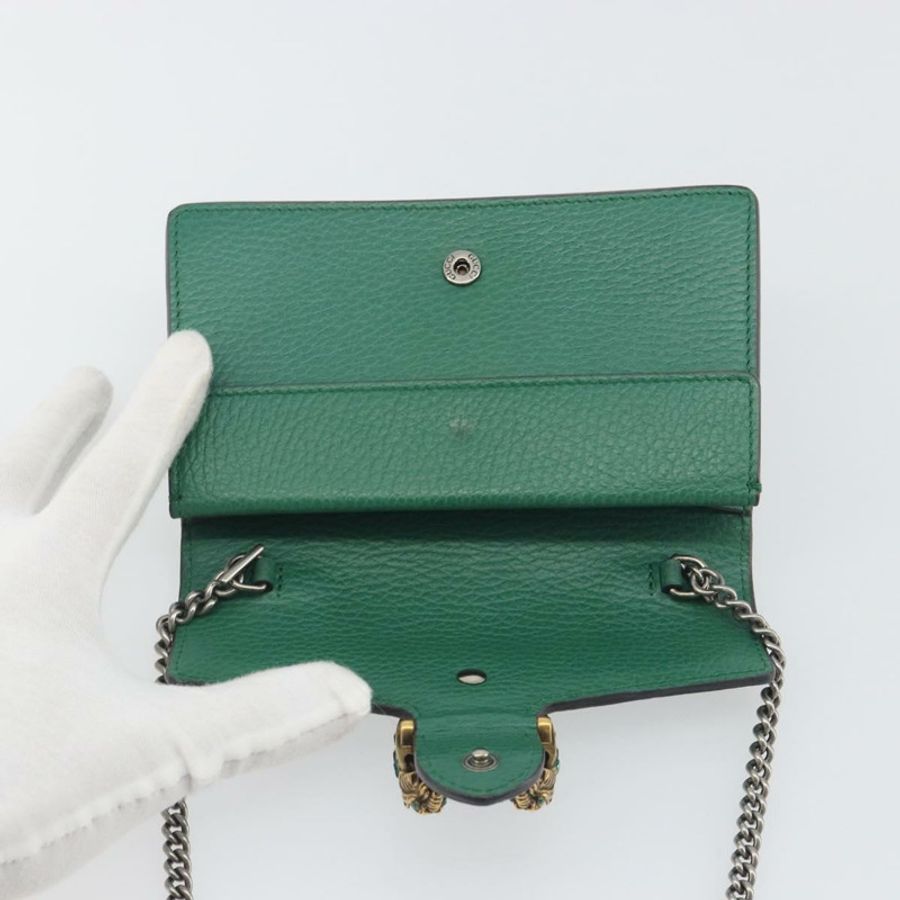 【日本直送】GUCCI Duonisos 單肩包 皮革 綠色 金色 476432 Auth mr2815-8