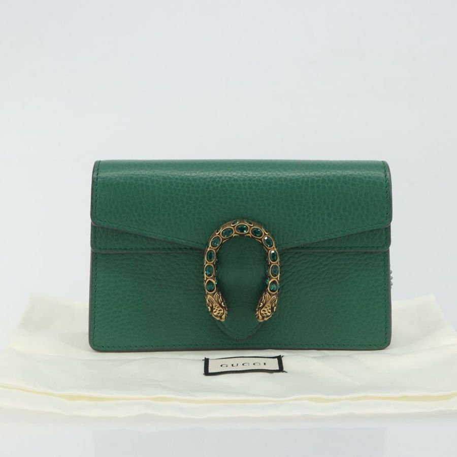 【日本直送】GUCCI Duonisos 單肩包 皮革 綠色 金色 476432 Auth mr2815-11