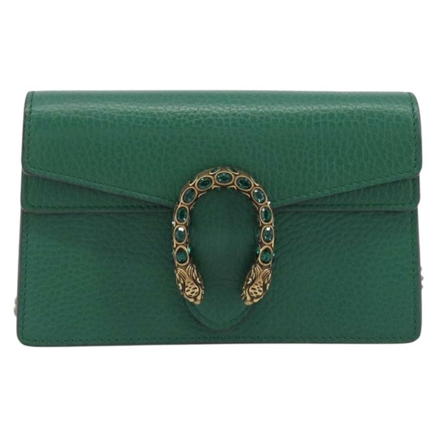 【日本直送】GUCCI Duonisos 單肩包 皮革 綠色 金色 476432 Auth mr2815-12