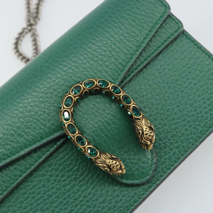 【日本直送】GUCCI Duonisos 單肩包 皮革 綠色 金色 476432 Auth mr2815-18