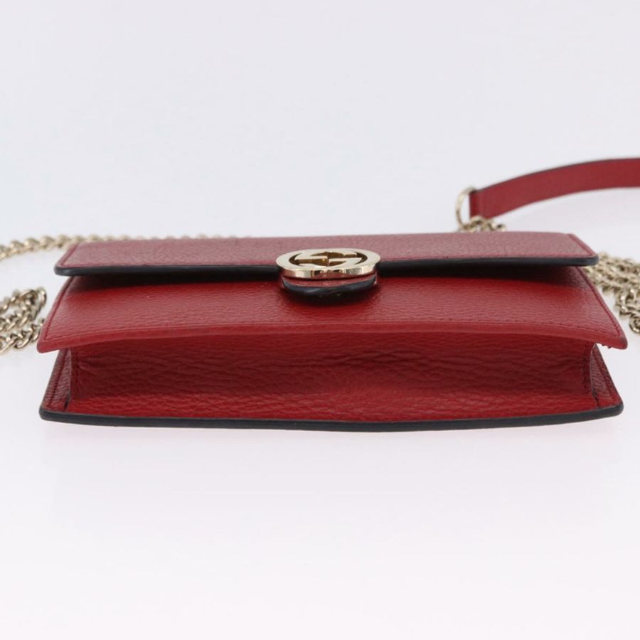 【日本直送】GUCCI 鏈條肩包 皮革 紅色 金色 510314 正品 ka5723A-4