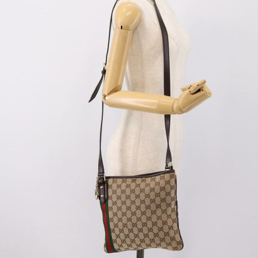 【日本直送】GUCCI GG帆布Sherry系列單肩包 米色/金色 144388 正品 ka5715A-22
