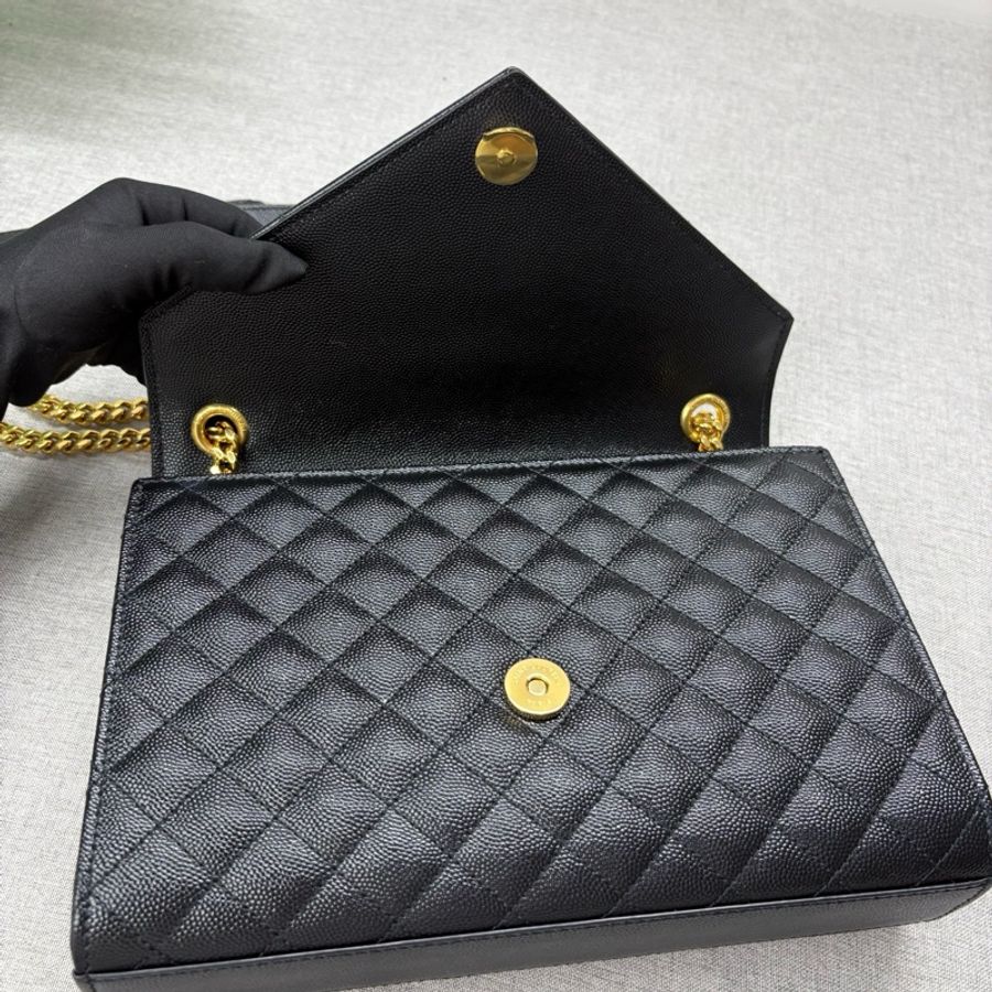 YSL/聖羅蘭 黑金信封 Envelope 荔枝紋 單肩斜挎包-6