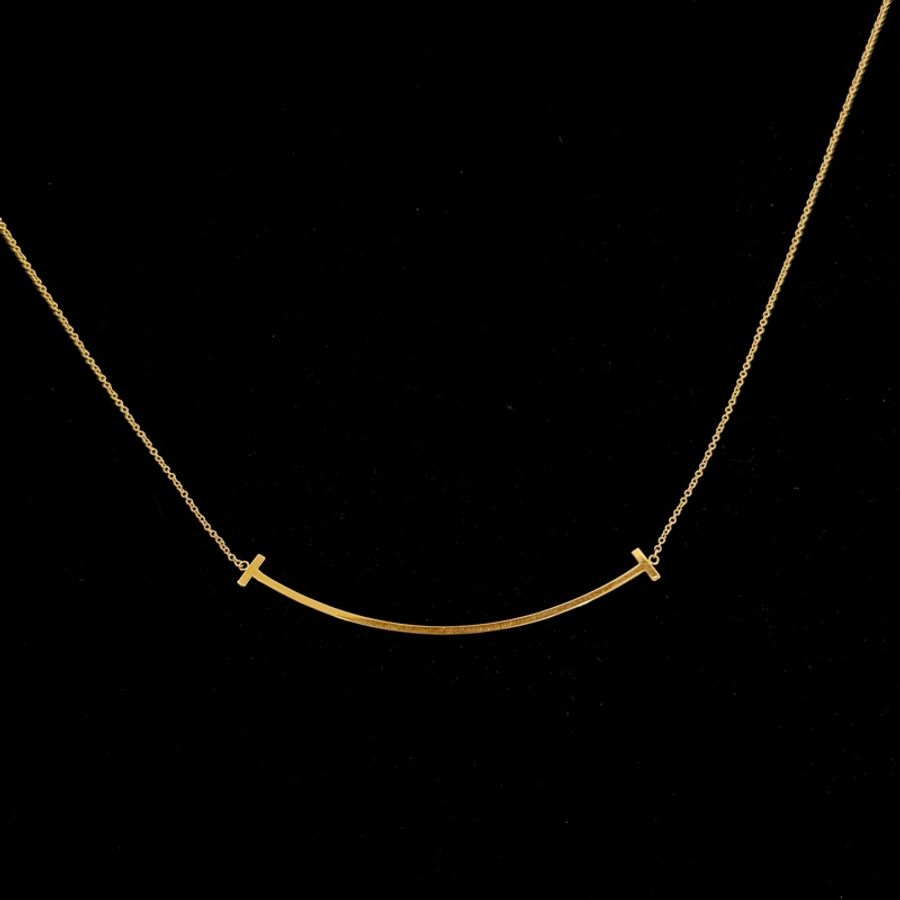 Tiffany T系列 玫瑰金大號微笑項鍊 大U-2