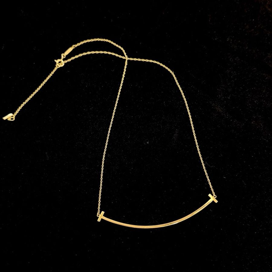 Tiffany T系列 玫瑰金大號微笑項鍊 大U-3