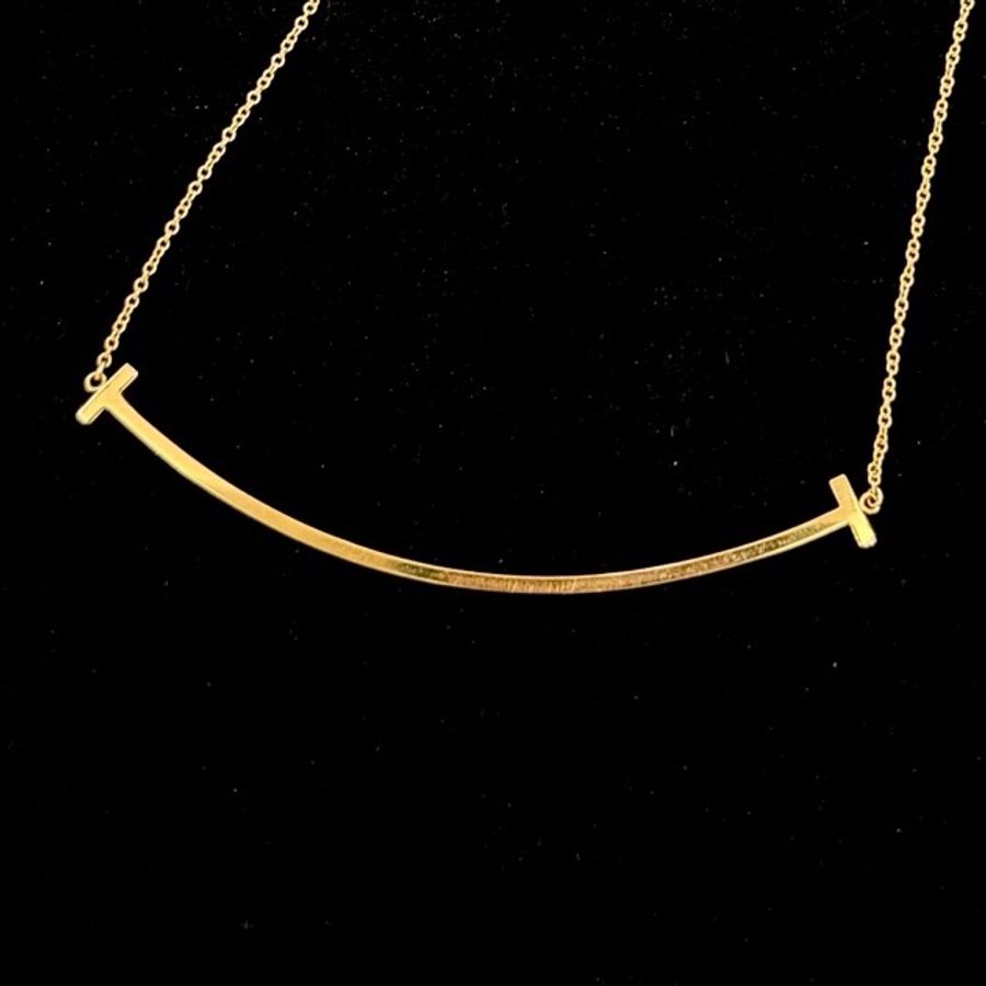 Tiffany T系列 玫瑰金大號微笑項鍊 大U-5