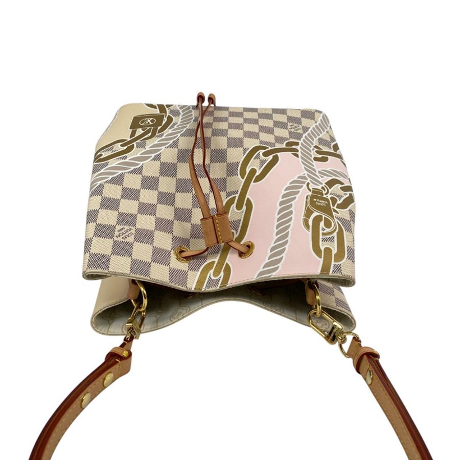 △ LOUIS VUITTON 路易·威登 Beige Coated Canvas Damier Azur NeoNoe MM Nautical Shoulder Bag 米白色塗層帆布經典格紋肩背包 N40474-267015355-10