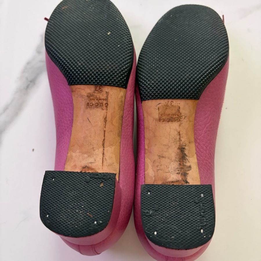 GUCCI 粉紅色牛皮跟鞋-5