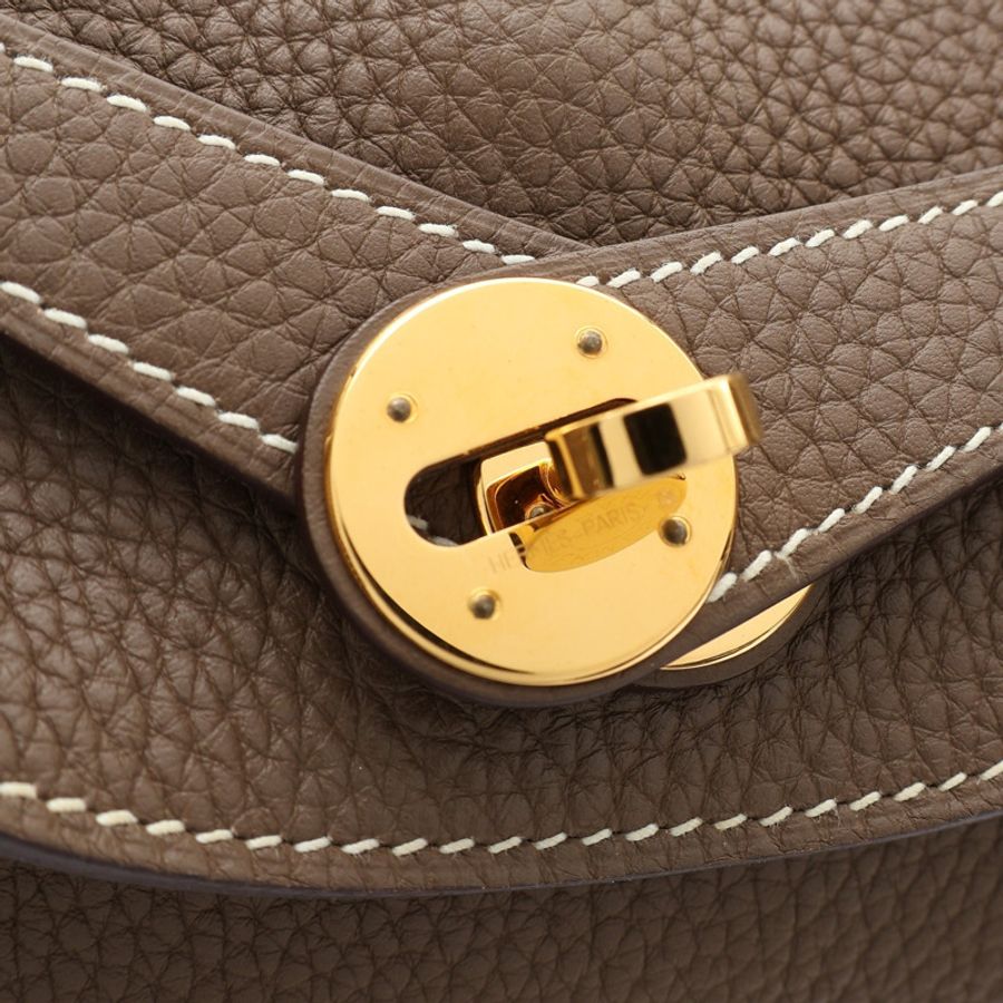 HERMES 愛馬仕 Lindy 30 Clemence牛皮 大象灰 琳蒂包 金釦 D刻 肩背包-13