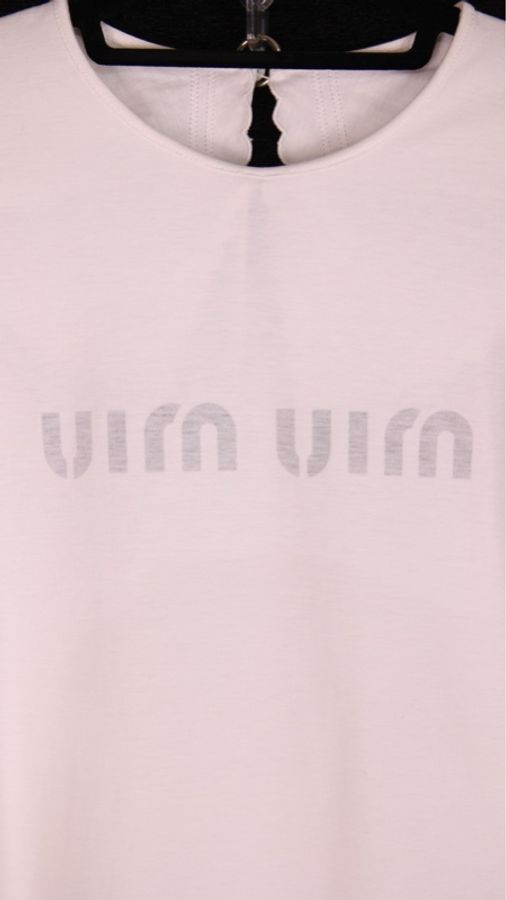 MIU MIU白色蕾丝花边领拼接黑白字母短袖上衣外套-51
