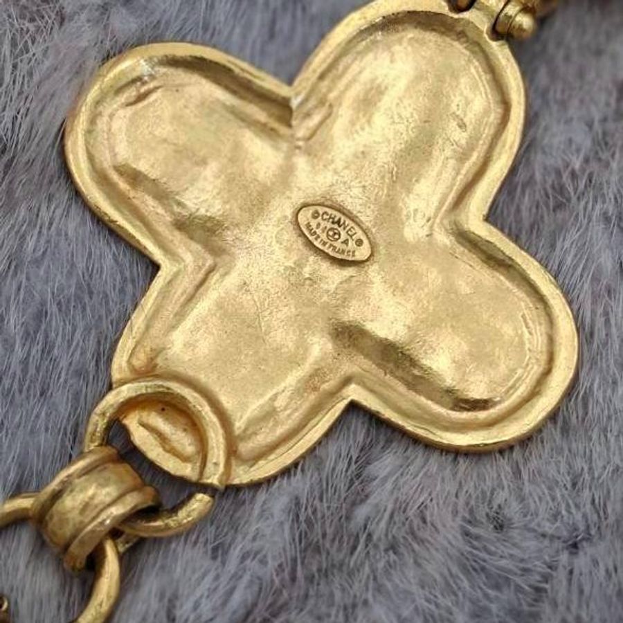 【Chanel 絕版頂級收藏款】(含刻印) Vintage Gripoix 綠紅琉璃十字架長項鍊✨ 復古金屬流蘇毛衣鍊-3