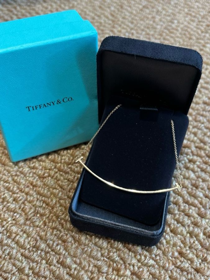 Tiffany蒂夫尼 大號笑臉 玫瑰金項鍊-0