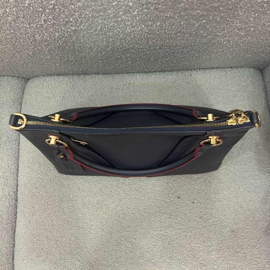 Louis Vuitton 經典款 老花壓紋包 藍色 牛皮 金扣-3