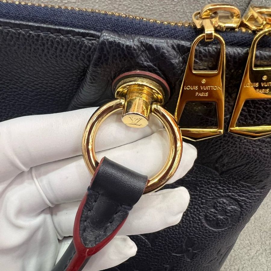 Louis Vuitton 經典款 老花壓紋包 藍色 牛皮 金扣-4