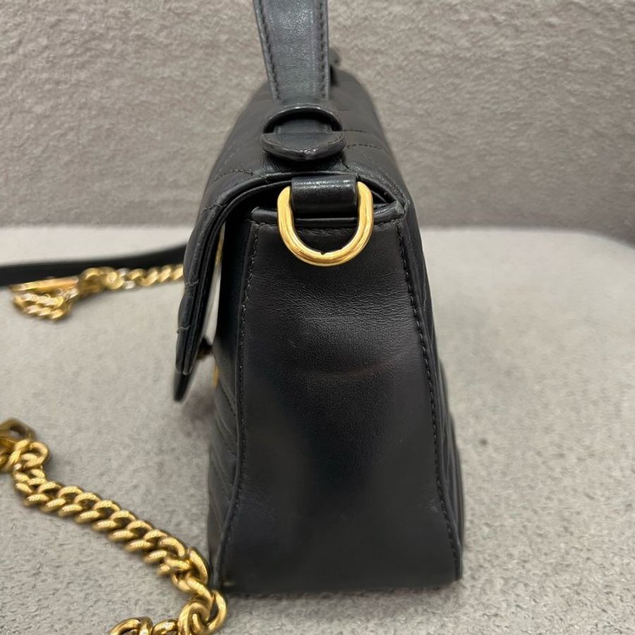 Gucci GG Marmont 郵差包 黑色 牛皮 金扣-1