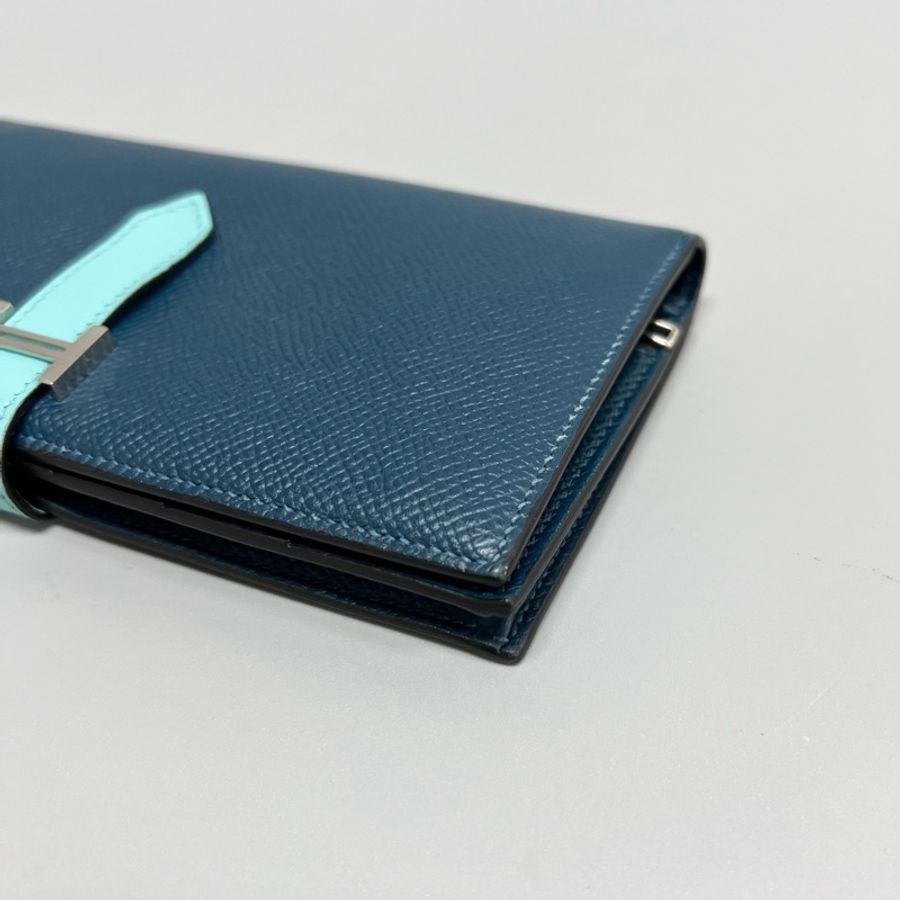 hermes 愛馬仕 H扣藍色長款錢包 X刻 尺寸:18*9cm-3